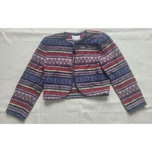 Vintage 70s 80s Cropped Carpet Jacket Woven Multicolor Althuser‎ XS/S Retro